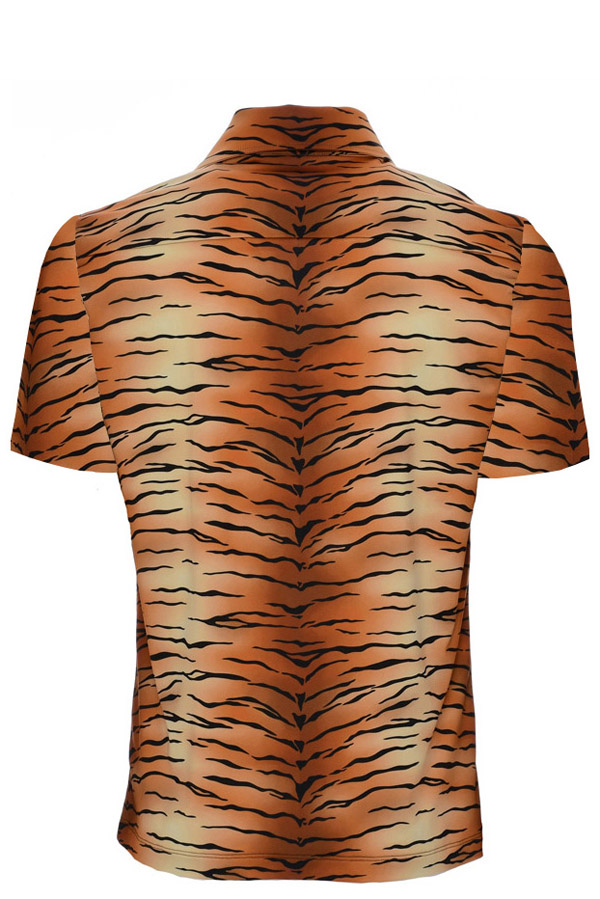 HA73 T-shirt Short Sleeve Large Size with Embossed Tiger Print